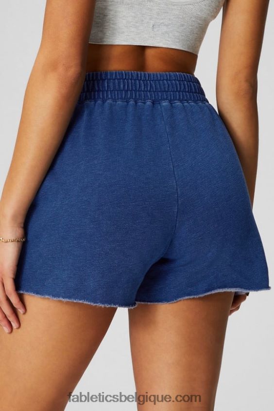 short de survêtement indigo femmes Fabletics 404P0T620 merisier électrique lavé/blanc