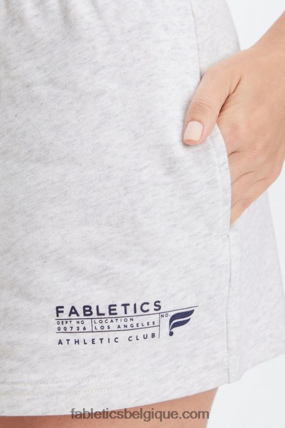 short de survêtement slim léger femmes Fabletics 404P0T376 soft grey heather/athletic club