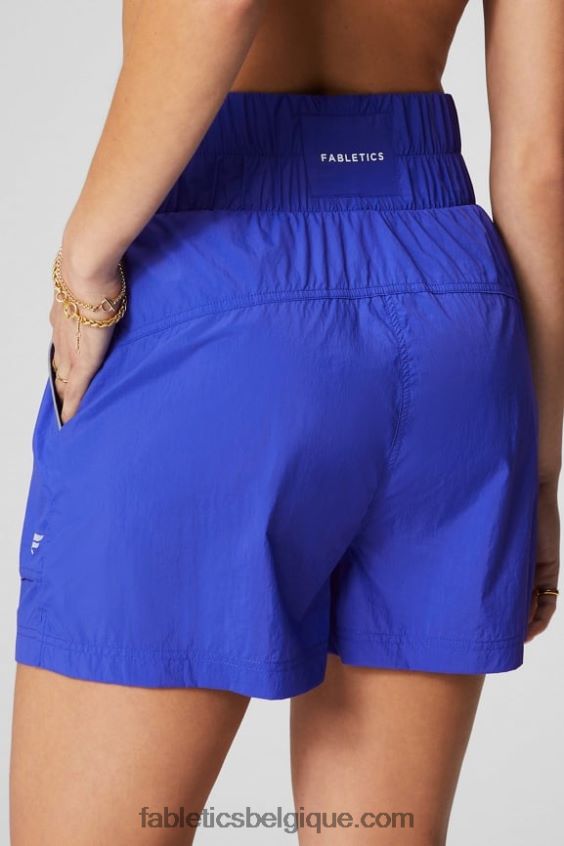 short en nylon passepoilé à taille ultra haute femmes Fabletics 404P0T605 argent royal/réfléchissant extrême