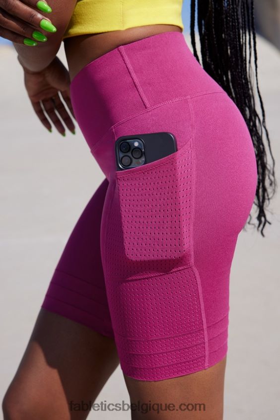 short à poche taille haute en maille sculpturale femmes Fabletics 404P0T544 noir/blanc classique