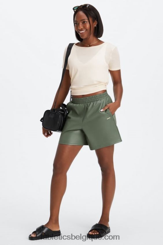 short taille haute en cuir vegan femmes Fabletics 404P0T357 teinte rose/sable