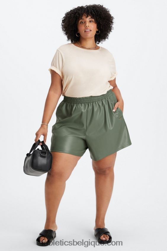 short taille haute en cuir vegan femmes Fabletics 404P0T358 coup de zèbre au babeurre / babeurre