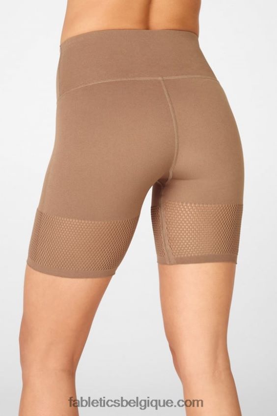 short taille haute en maille sculpturale femmes Fabletics 404P0T586 bleu marine/logo réfléchissant
