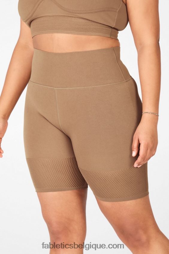 short taille haute en maille sculpturale femmes Fabletics 404P0T587 bleu marine/logo réfléchissant