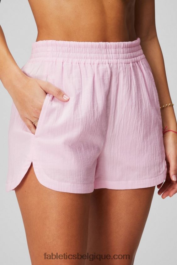short taille haute en voile de coton femmes Fabletics 404P0T246 noir/écorce de saule