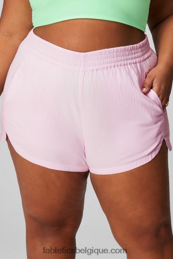 short taille haute en voile de coton femmes Fabletics 404P0T247 coque souple/logo réfléchissant