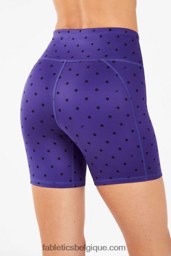 short ultracool imprimé taille haute femmes Fabletics 404P0T591 prune sucrée/pois noirs