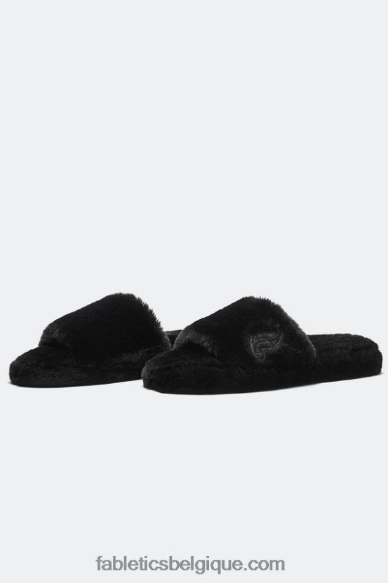 pantoufle de fourrure femmes Fabletics 404P0T2947 noir