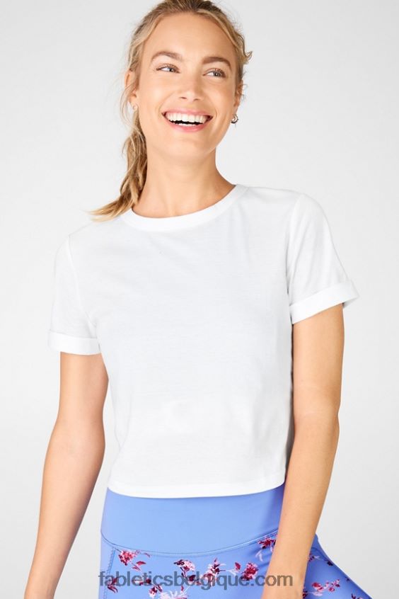 T-shirt ajusté 100 % coton femmes Fabletics 404P0T2107 blanc