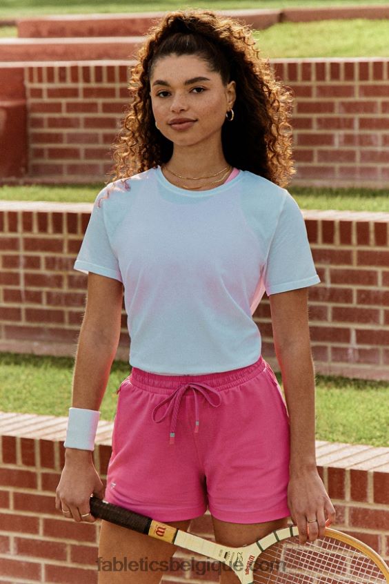 T-shirt en jersey 100 % coton femmes Fabletics 404P0T1991 blanc classique/gris minéral