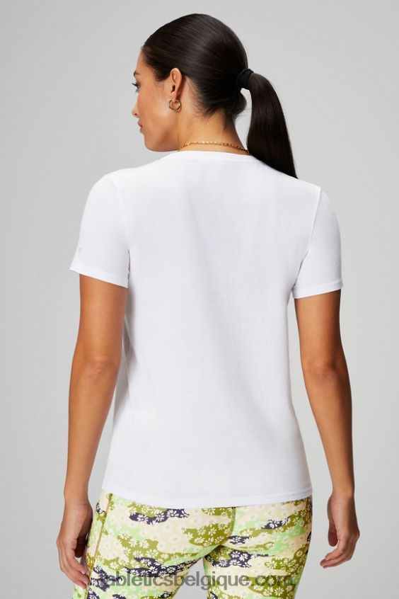 T-shirt en jersey 100 % coton femmes Fabletics 404P0T1991 blanc classique/gris minéral