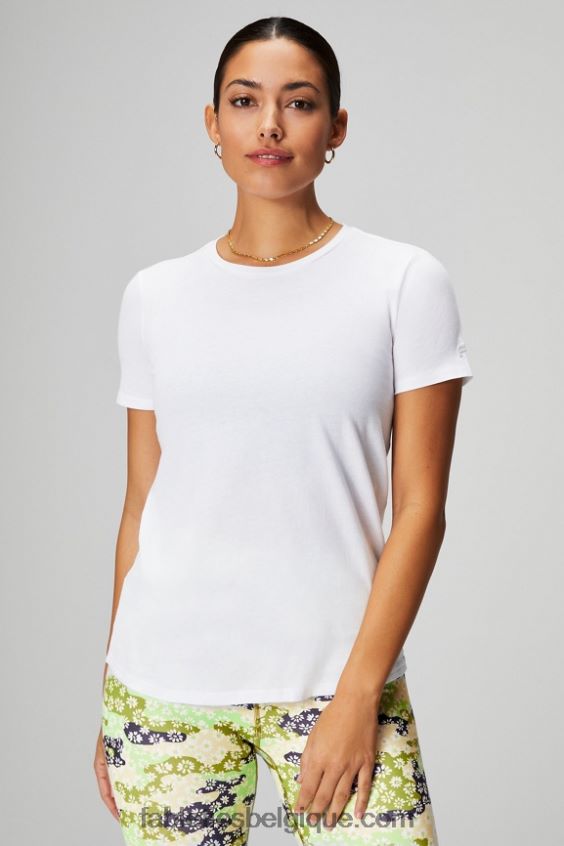 T-shirt en jersey 100 % coton femmes Fabletics 404P0T1991 blanc classique/gris minéral