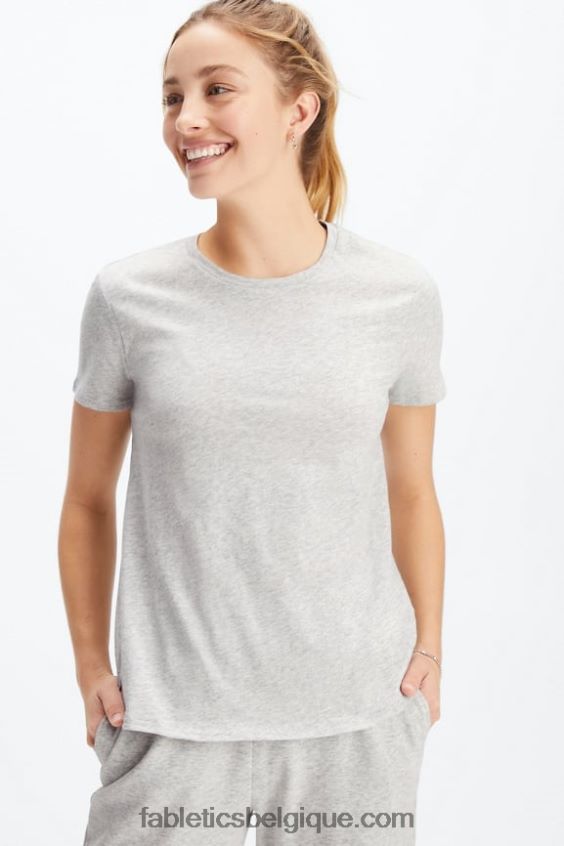 T-shirt en jersey 100 % coton femmes Fabletics 404P0T1995 gris clair chiné
