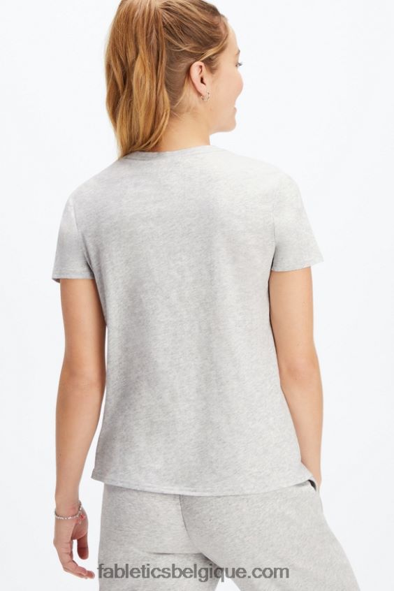T-shirt en jersey 100 % coton femmes Fabletics 404P0T1995 gris clair chiné