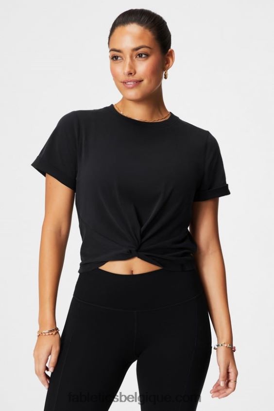 T-shirt à nœud torsadé 100 % coton femmes Fabletics 404P0T1944 noir
