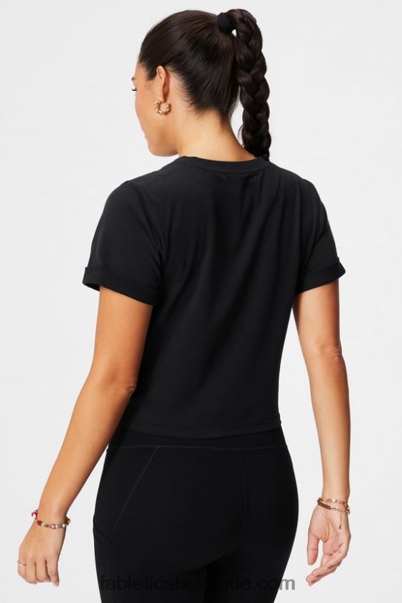T-shirt à nœud torsadé 100 % coton femmes Fabletics 404P0T1944 noir