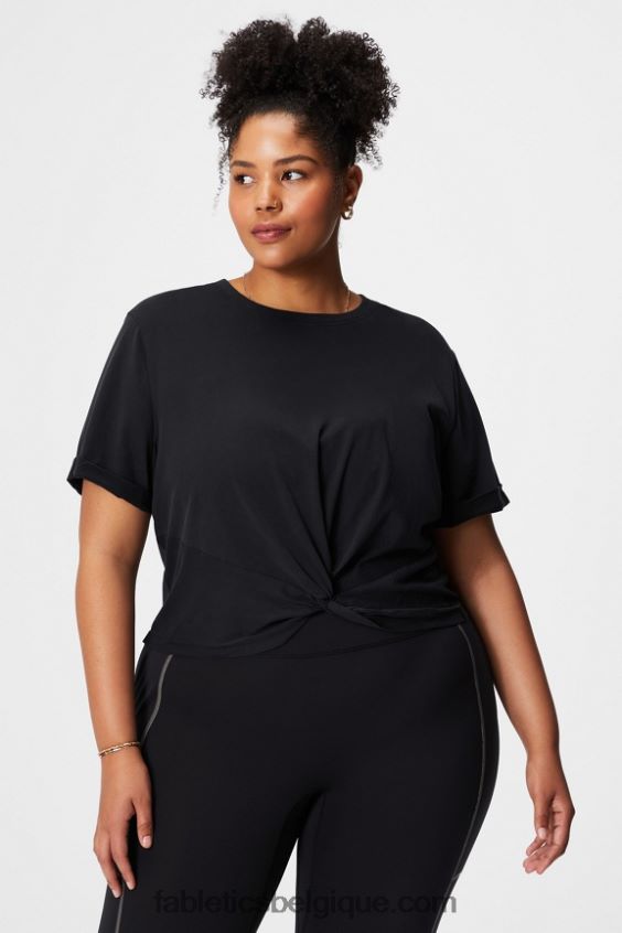 T-shirt à nœud torsadé 100 % coton femmes Fabletics 404P0T1957 noir