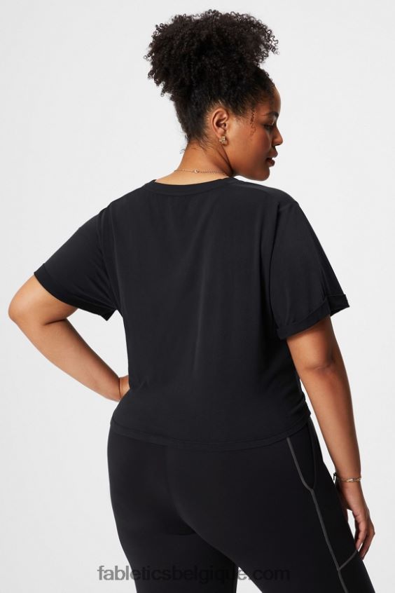 T-shirt à nœud torsadé 100 % coton femmes Fabletics 404P0T1957 noir