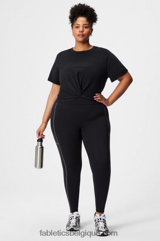 T-shirt à nœud torsadé 100 % coton femmes Fabletics 404P0T1957 noir