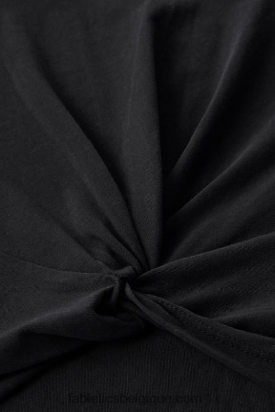 T-shirt à nœud torsadé 100 % coton femmes Fabletics 404P0T1957 noir