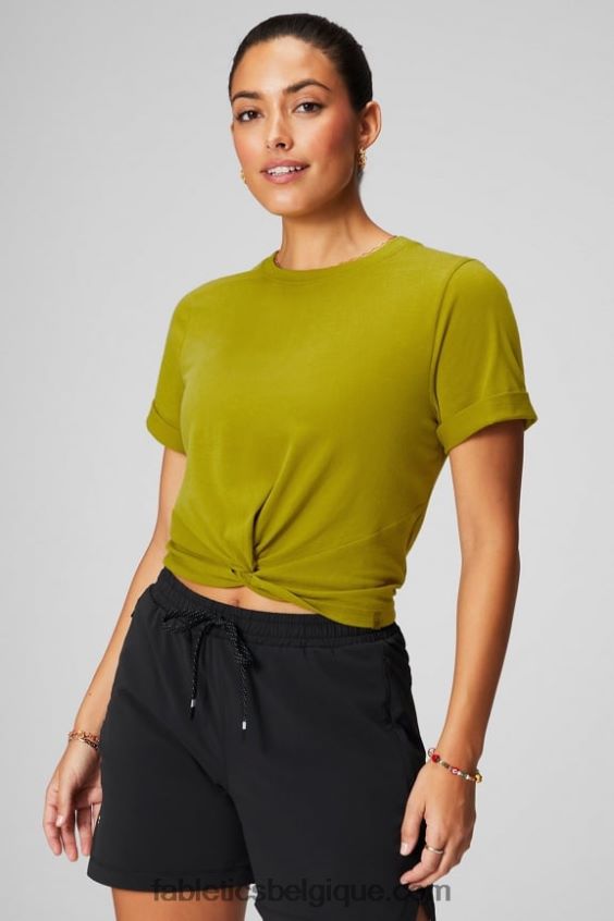 T-shirt torsadé devant 100 % coton femmes Fabletics 404P0T1943 oliveraie