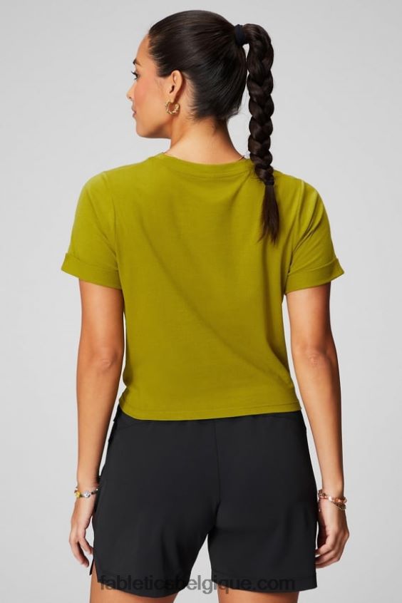 T-shirt torsadé devant 100 % coton femmes Fabletics 404P0T1943 oliveraie
