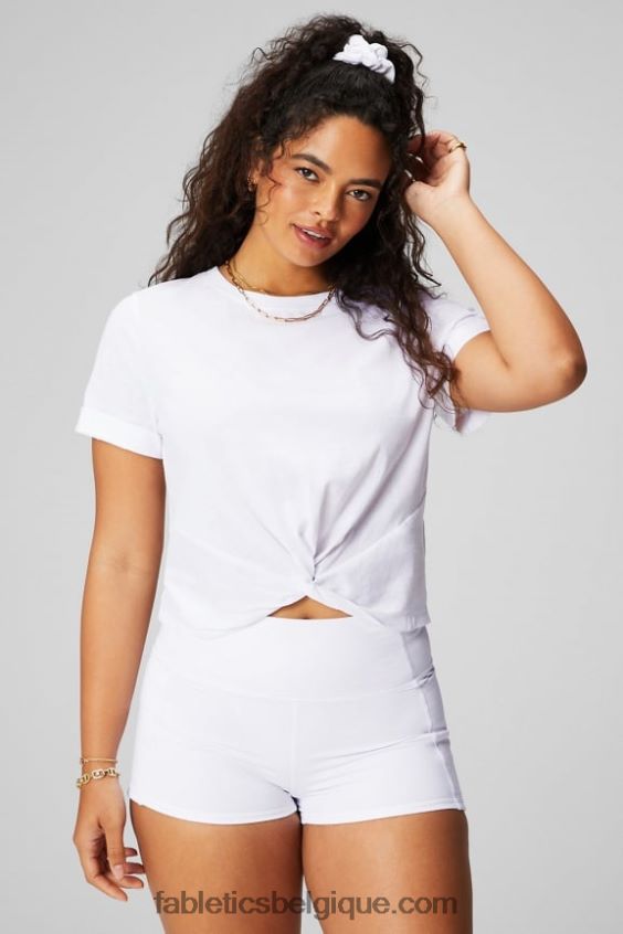 T-shirt torsadé devant 100 % coton femmes Fabletics 404P0T1945 blanc classique