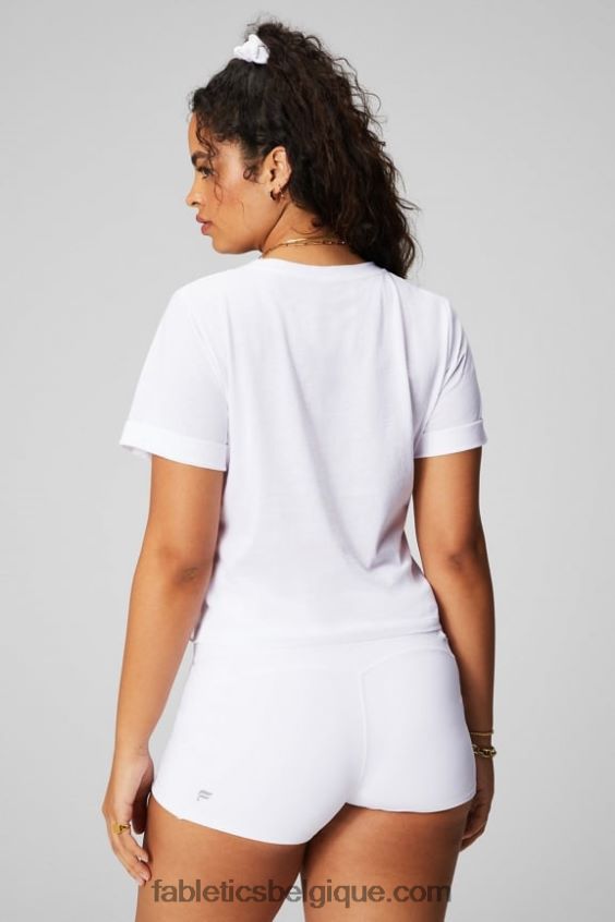T-shirt torsadé devant 100 % coton femmes Fabletics 404P0T1945 blanc classique