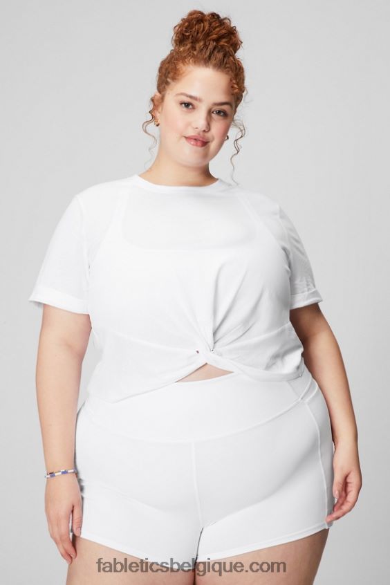 T-shirt torsadé devant 100 % coton femmes Fabletics 404P0T1946 blanc classique