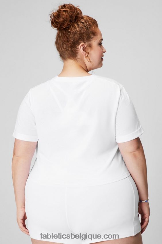 T-shirt torsadé devant 100 % coton femmes Fabletics 404P0T1946 blanc classique