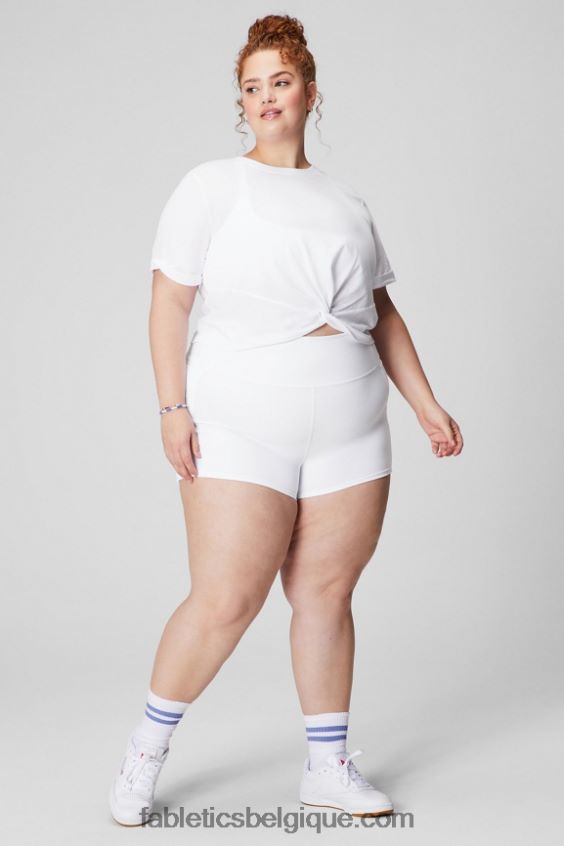 T-shirt torsadé devant 100 % coton femmes Fabletics 404P0T1946 blanc classique