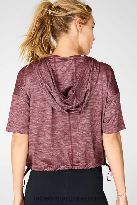 bea sweat à capuche à manches courtes femmes Fabletics 404P0T2110 bruyère rouille