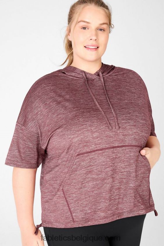 bea sweat à capuche à manches courtes femmes Fabletics 404P0T2111 bruyère rouille