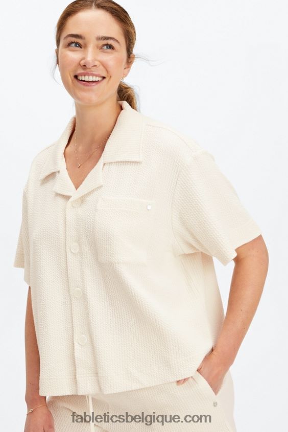 bouton carré en maille froissée femmes Fabletics 404P0T2024 aigrette