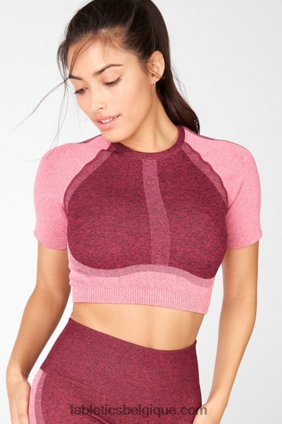haut court sans couture helena femmes Fabletics 404P0T2098 rose chiné multi