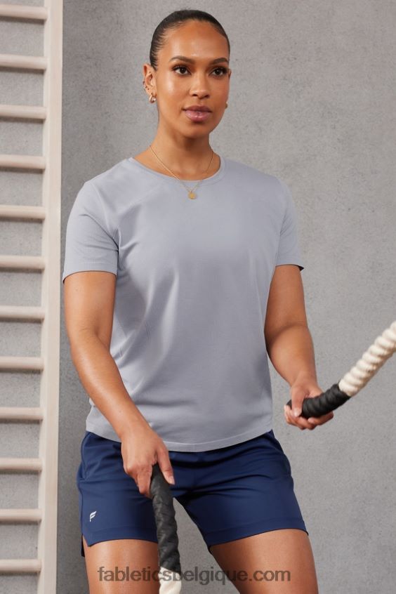 haut à manches courtes en plumes femmes Fabletics 404P0T1949 gris chiné classique