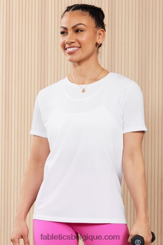 haut à manches courtes en plumes femmes Fabletics 404P0T1950 blanc classique