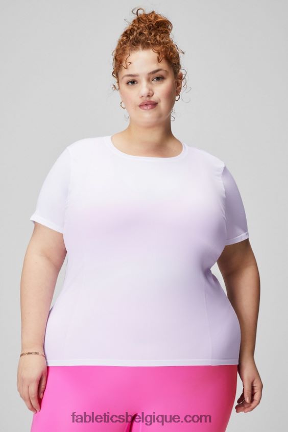haut à manches courtes en plumes femmes Fabletics 404P0T1951 blanc classique