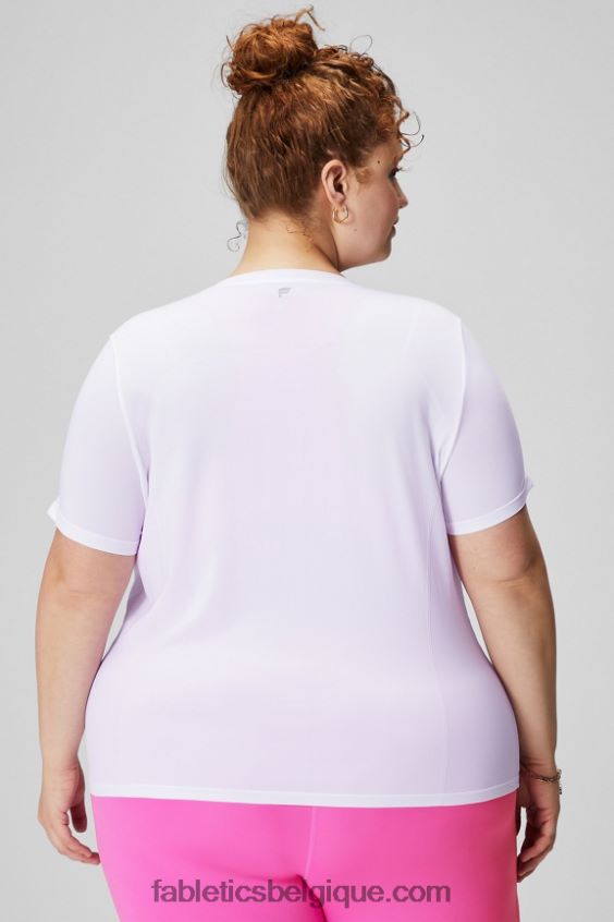 haut à manches courtes en plumes femmes Fabletics 404P0T1951 blanc classique