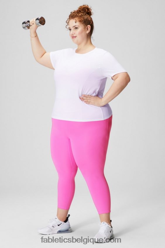 haut à manches courtes en plumes femmes Fabletics 404P0T1951 blanc classique