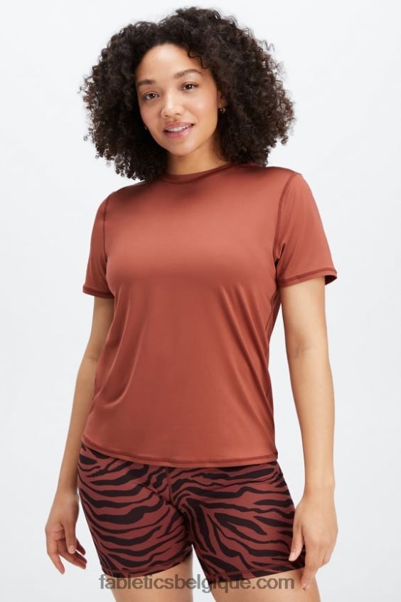 haut à manches courtes phoenix lite femmes Fabletics 404P0T1979 acajou/acajou