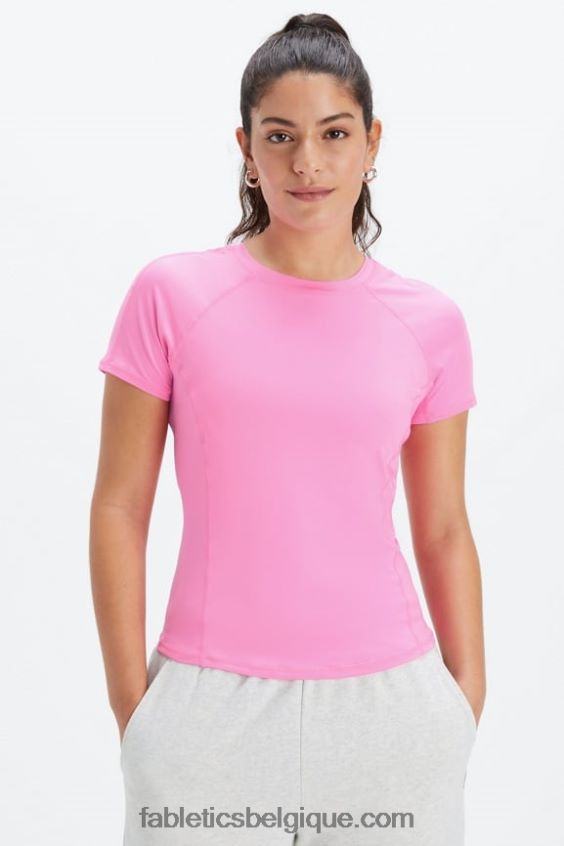 haut à manches courtes phoenix lite femmes Fabletics 404P0T1990 rose électrique