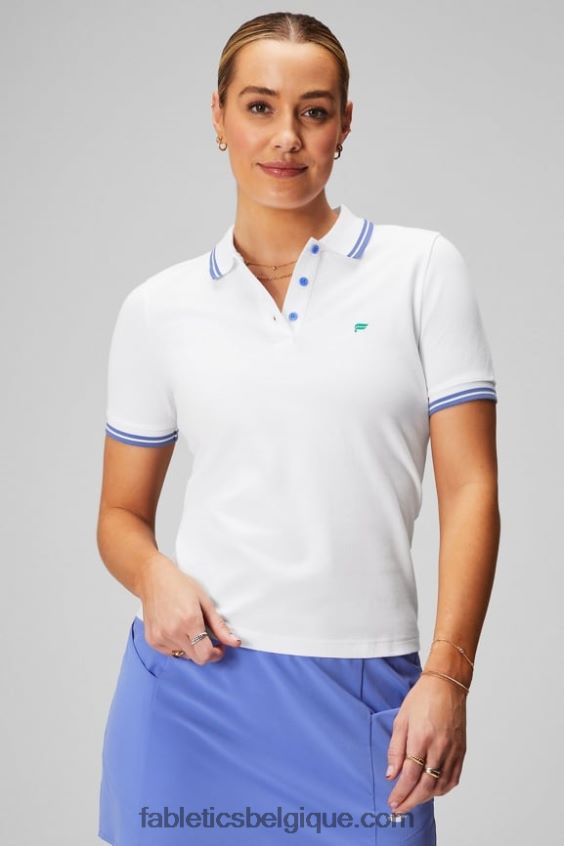 polo classique en piqué à manches courtes femmes Fabletics 404P0T1964 punch classique blanc/pervenche