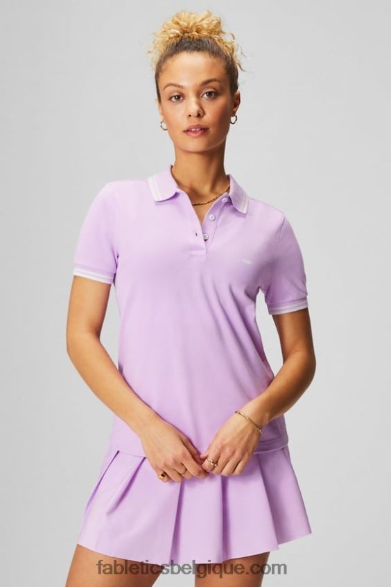 polo classique en piqué à manches courtes femmes Fabletics 404P0T1965 violet cosmo/gris menthe