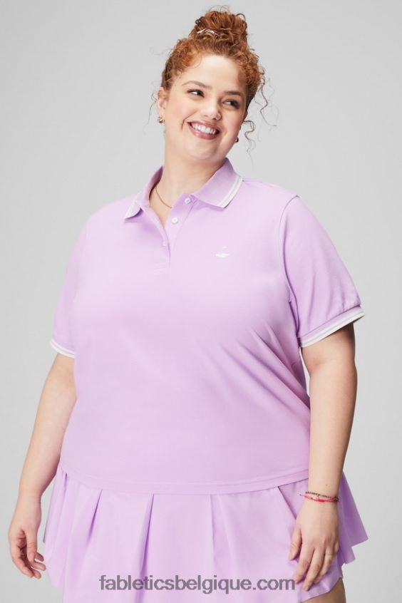 polo classique en piqué à manches courtes femmes Fabletics 404P0T1966 violet cosmo/gris menthe