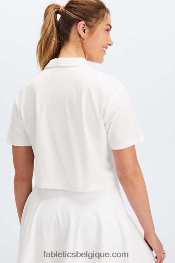 polo de tennis universel à manches courtes femmes Fabletics 404P0T2004 blanc brillant
