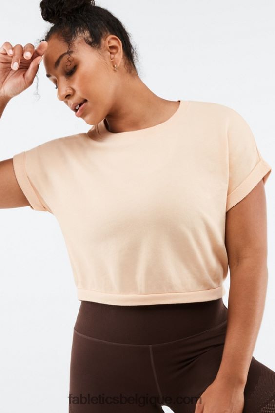 sweat à manches courtes cassie femmes Fabletics 404P0T2054 sable chaud