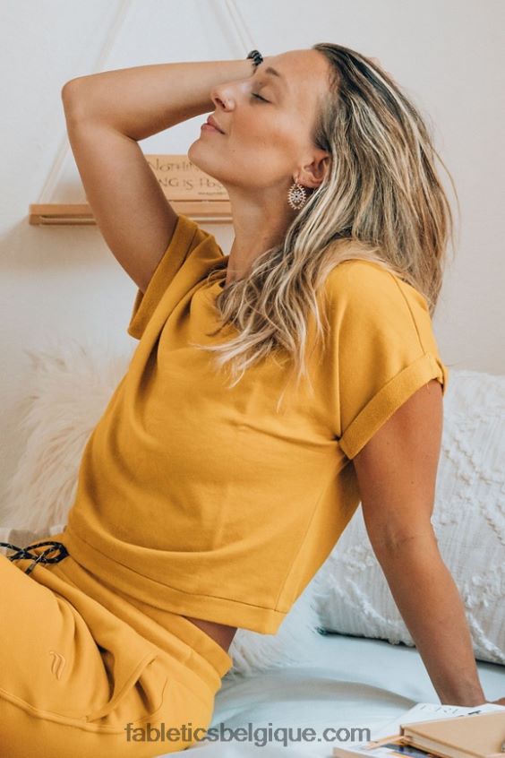 sweat à manches courtes cassie femmes Fabletics 404P0T2055 moutarde