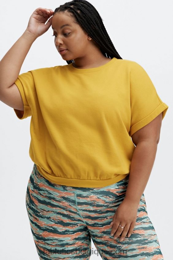 sweat à manches courtes cassie femmes Fabletics 404P0T2056 moutarde