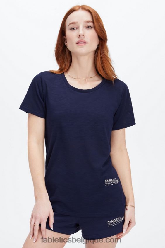 t-shirt classique femmes Fabletics 404P0T2021 bleu marine profond/club athlétique